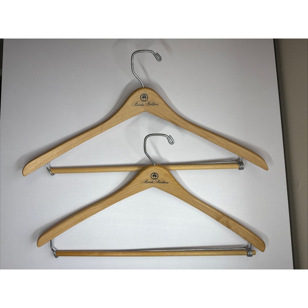 Lot Of 2 Vintage BROOKS BROTHERS Wooden Suit Coat Clothes Hangers Classics